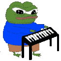 frog playing piano